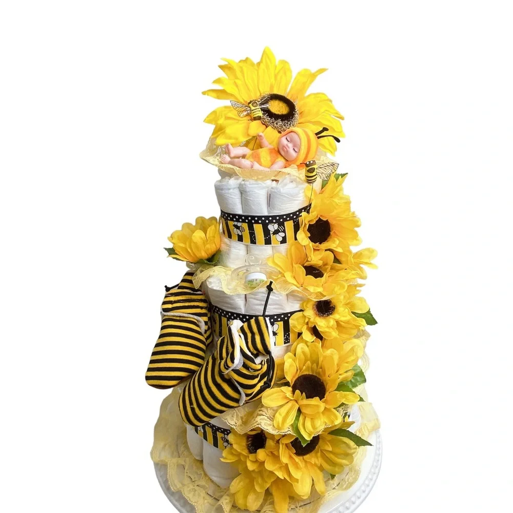 Bumblebee Sunflowers Diaper Cake